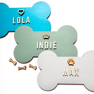 Personalised Dog Name Sign, Dog House Sign, Bone Shaped Pet Plaque With Name, Dog Den, Dog Bed, Custom Puppy Crate Sign, Kennel Decor