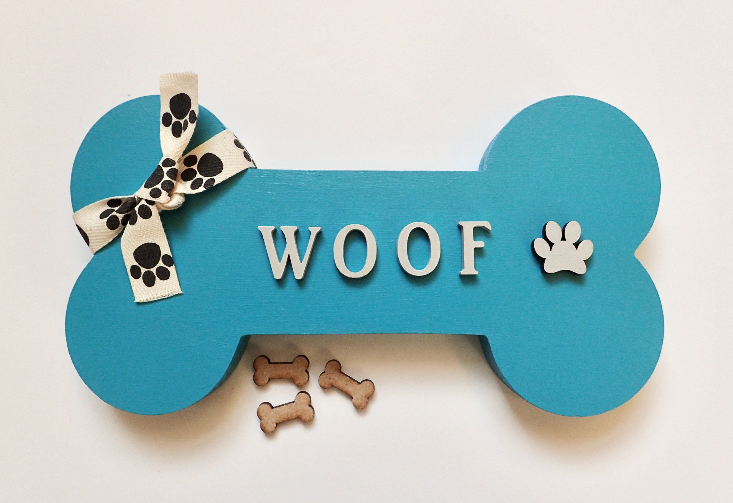 Woof Dog Bone Sign Pet Lover Gift Bone Shape Saying Woof Etsy UK