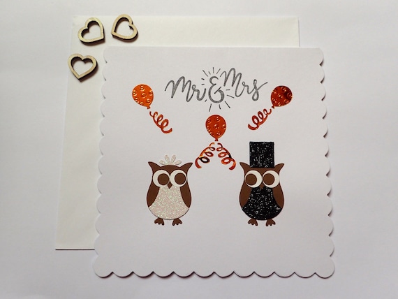 Personalised WEDDING Thank You Cards /& Envelopes~Cute Bride Groom Owls//Bunting