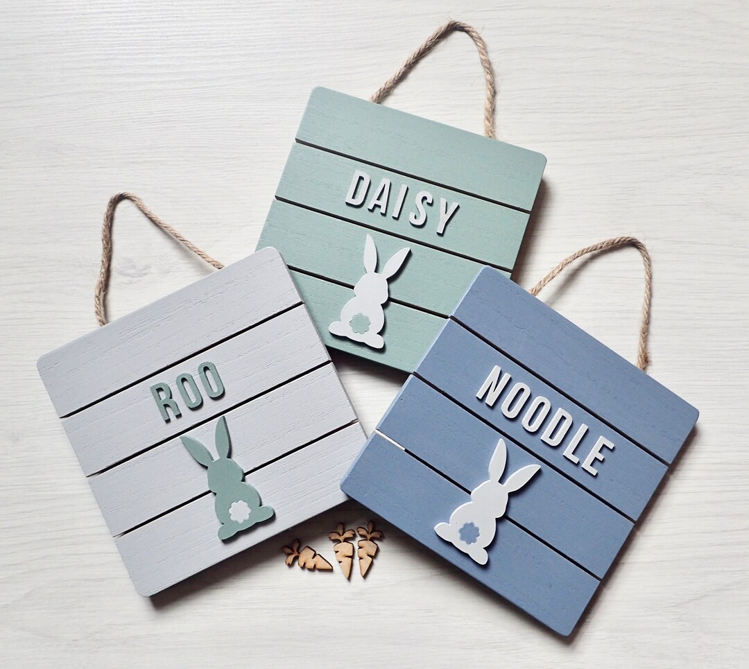 Name Sign For Rabbit Personalised Rabbit Hutch Name Sign Custom Bunny Name Plaque Pet Gifts ...