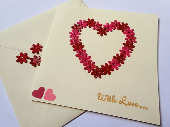 Handmade Anniversary Card Heart Wedding Boyfriend Girlfriend Wife Husband Birthday Love Valentines