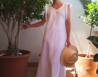 bias cut linen dress