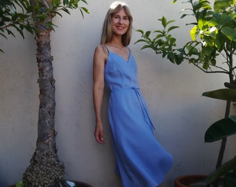 Wrap Dress With Straps, Lightweight Linen // MIRABILIS