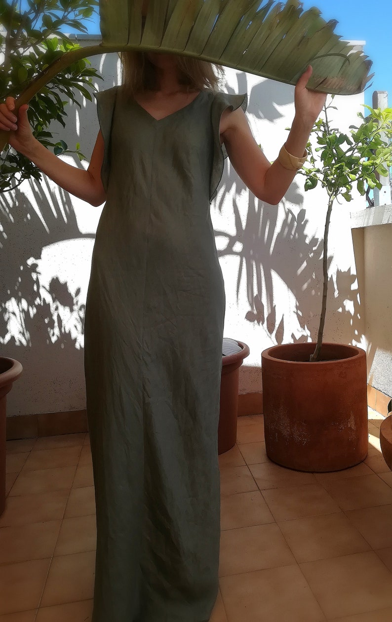linen FERN bias dress kadrika Bias cut maxi dress