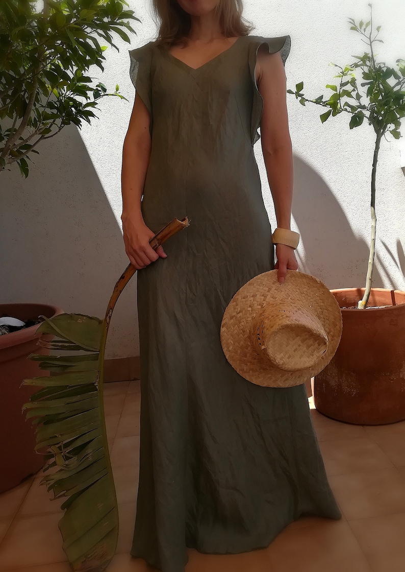 linen FERN bias dress kadrika Bias cut maxi dress