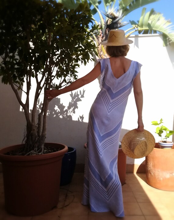 bias cut linen dress