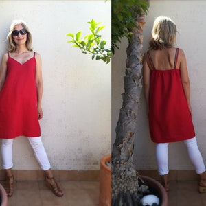 Sample SALE / Strap dress, linen / linen spaghetti camisole dress // POPPY