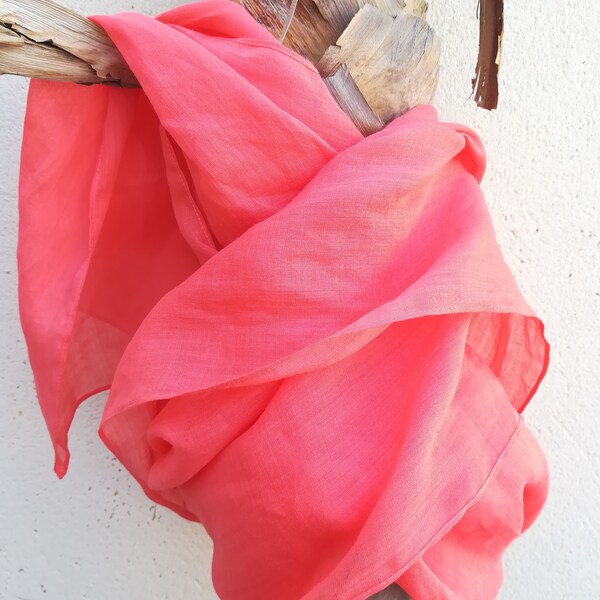 salmon / washed lightweight  ramie scarf / 58x143 cm / 47x180 cm / 95x180 cm // ROSE