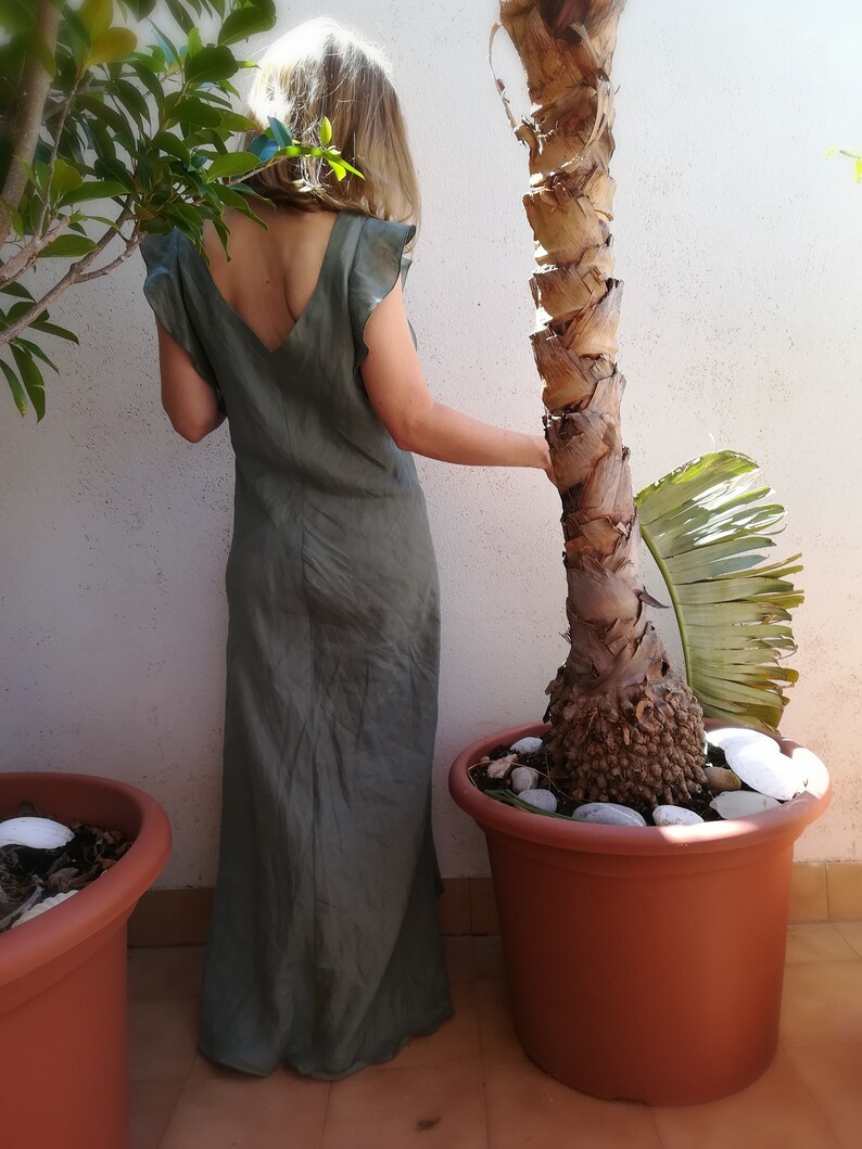 linen FERN bias dress kadrika Bias cut maxi dress