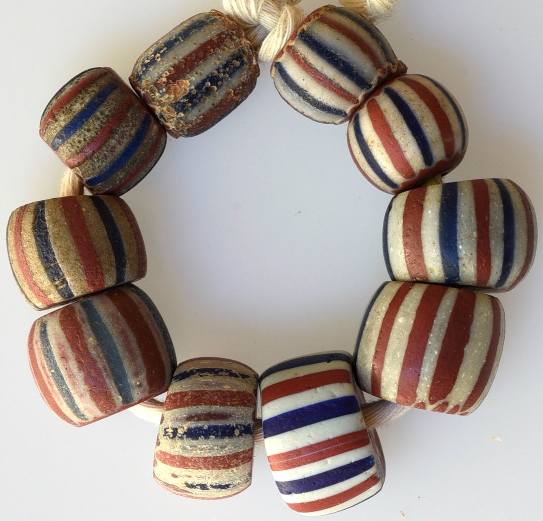 10 Mixed Antique Chevron Beads Vintage African Etsy