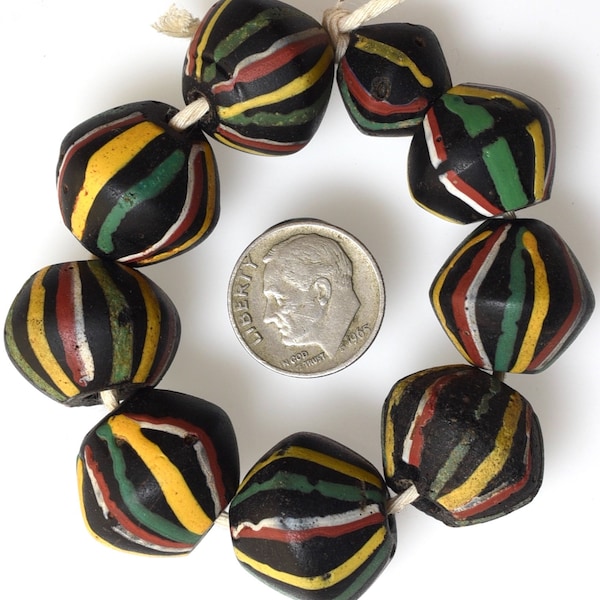 9 Large Antique Venetian King Beads - Vintage African Trade Beads - A2147