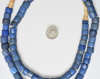 アンティークロシアンブルーアフリカンビーズ（5mmx18mm）高品質ダーク