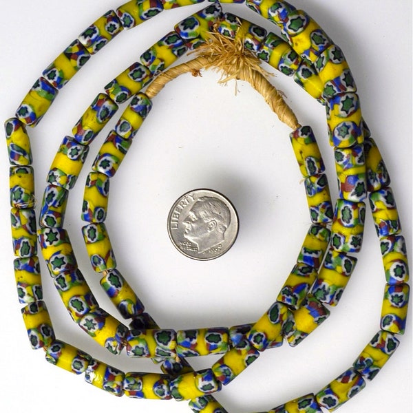 Long brin de 30 pouces petites perles millefiori vénitiennes antiques assorties - perles commerciales africaines vintage - MF1686