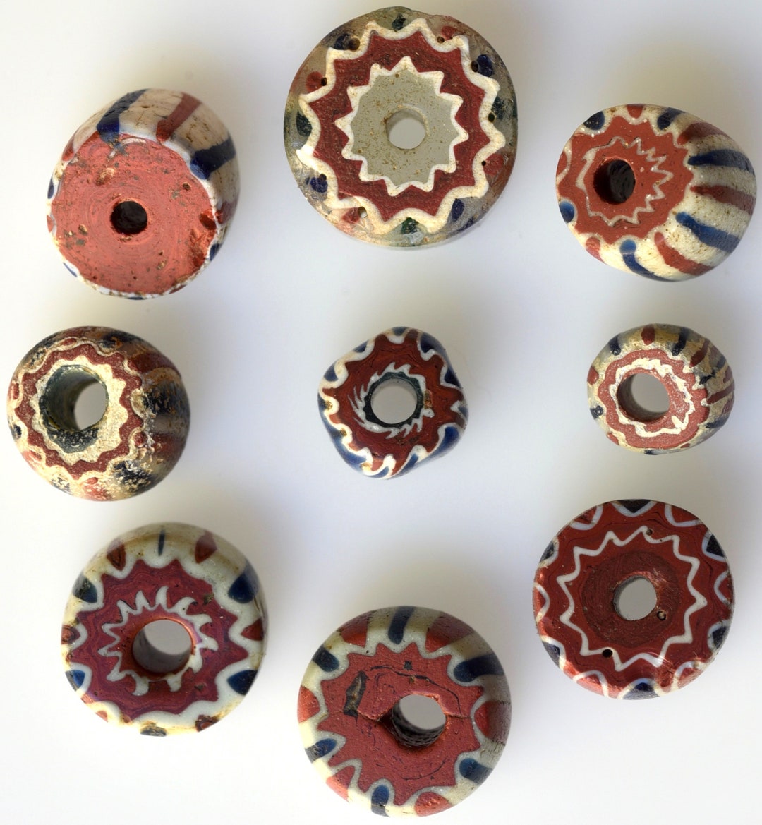 9 Mixed Antique Chevron Beads Vintage African Trade Etsy