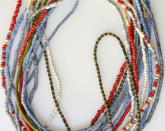 Set of 6 x 28 Inch Strands of Small Mixed Venetian Seed Beads - Vintage African Trade Beads - PY2070