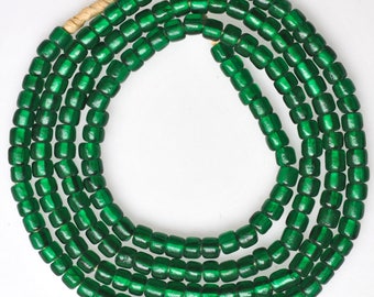 28 Inch Strand of 4.5mm Green Venetian Pony Beads  - Vintage African Trade Beads - py87