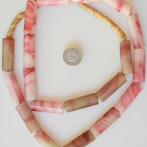 28 Inch Strand of Large Old Rare Pink Bohemian Glass Beads - Vintage African Trade Beads - BO1020