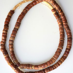 Filo da 25 pollici di perline di pietra di bauxite antica da 7-8 mm - Perline africane vintage - BAUX240