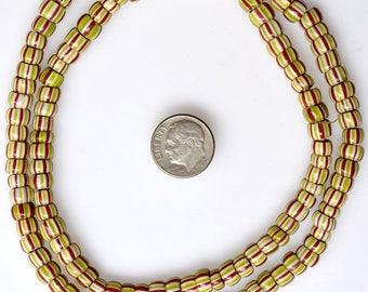 24 Inch Strand of Striped 6mm Venetian Chevron Beads - Vintage African Trade Beads - CHE 1054