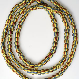 26 Inch Strand of Striped 6mm Venetian Chevron Beads Vintage African  Trade Beads CHE 2004