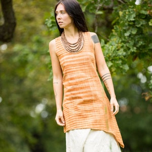 Tulasi Khadi Dress with open Back Handloom Natural Cotton Boho Earthy Ethno Tribal