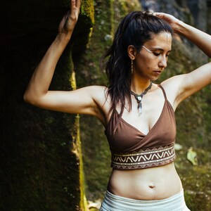 Bralette &#39;Nala&#39; aus Baumwolle mit wunderschönem Tribal Print Crop Top Design BH Bustier Bequeme Unterwäsche Goa Asana Sexy Festival Boho Dessous