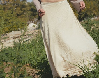 Off White Earth Skirt Simple Raw Cotton Wrap Long Natural Boho Tribal Wedding Ceremony