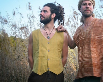 Handloom Cotton Men's Vest - Earthy Boho Khadi Waistcoat