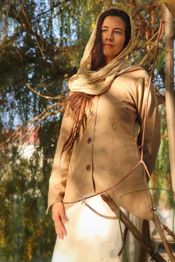 Manteau en laine avec boutons en noix de coco Veste Chaude