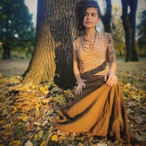 Simple Earthy Raw Cotton Wrap Skirt Long Natural Boho Organic Brown Maxiskirt Tribal Goa Pagan Ceremony Medicine Shaman Goddess image 4