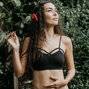 Bralette mit Doppelter Borte in Schwarz und Weiß