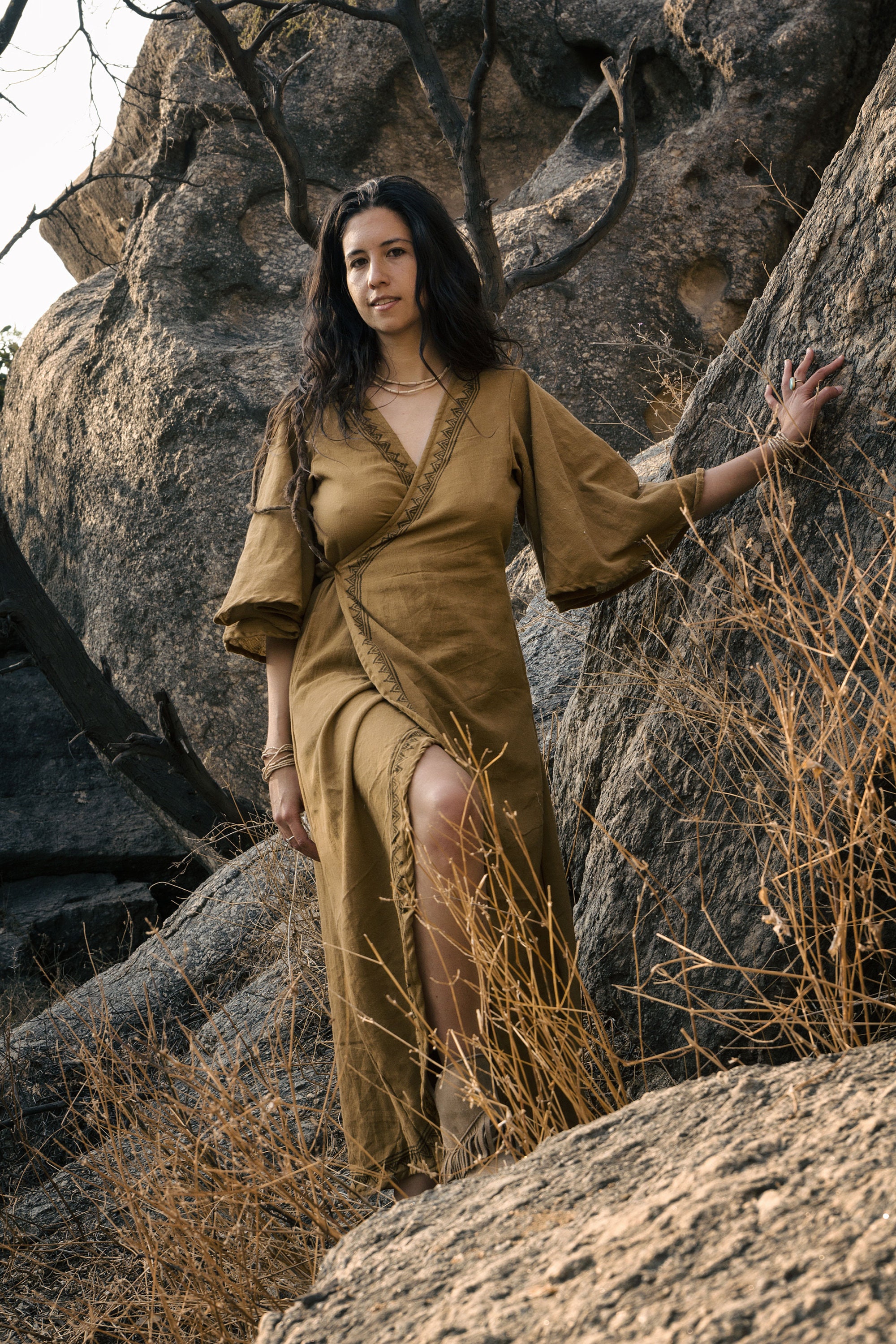 brown tribal dress Nahara Dress Dark Brown main image 1
