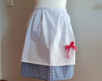 Junior adult Xlarge Alice in Wonder 50/'s Full apron white cotton /& cotton frill