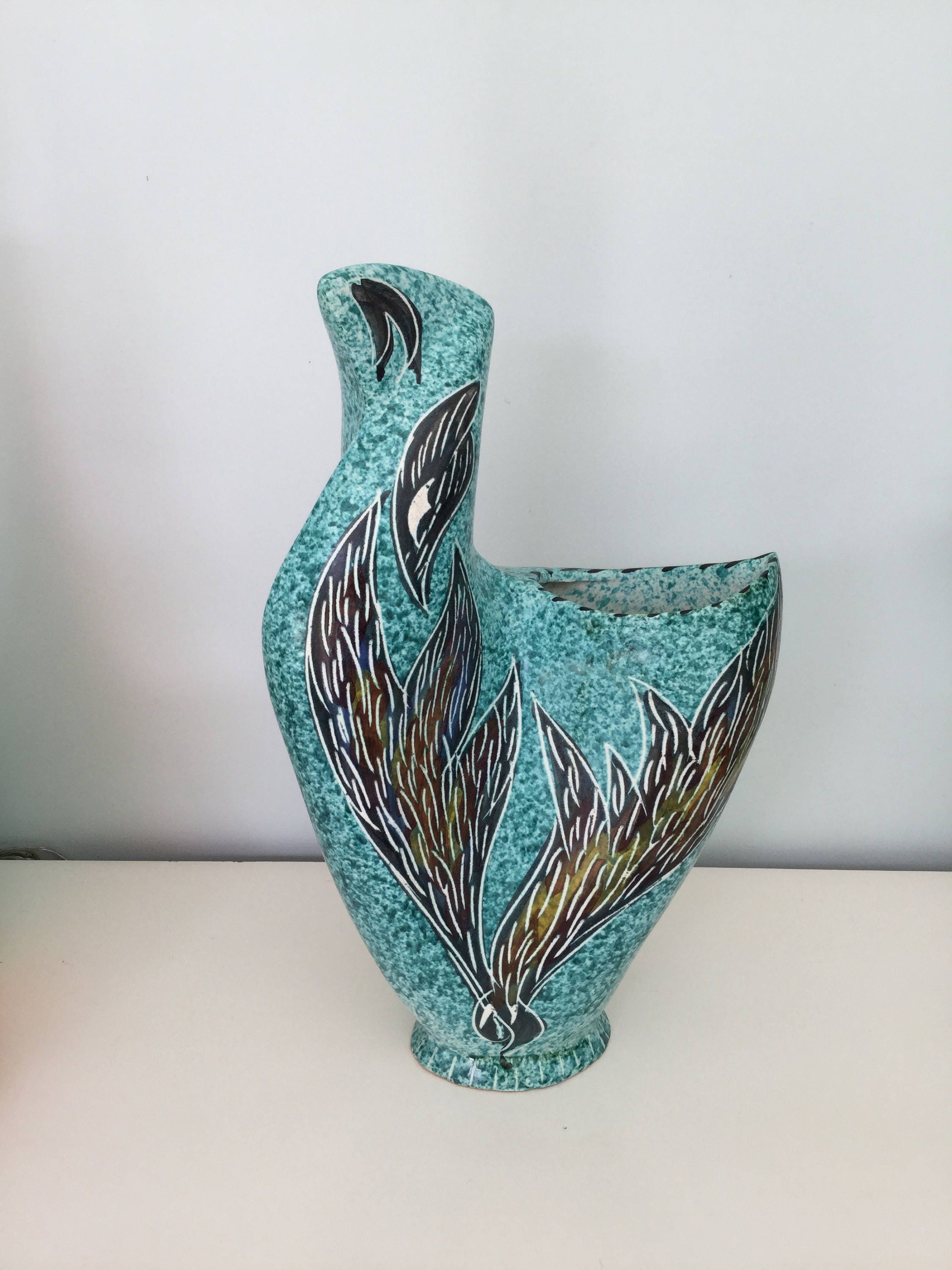 Vase Coq en Céramique de Borty Vallauris