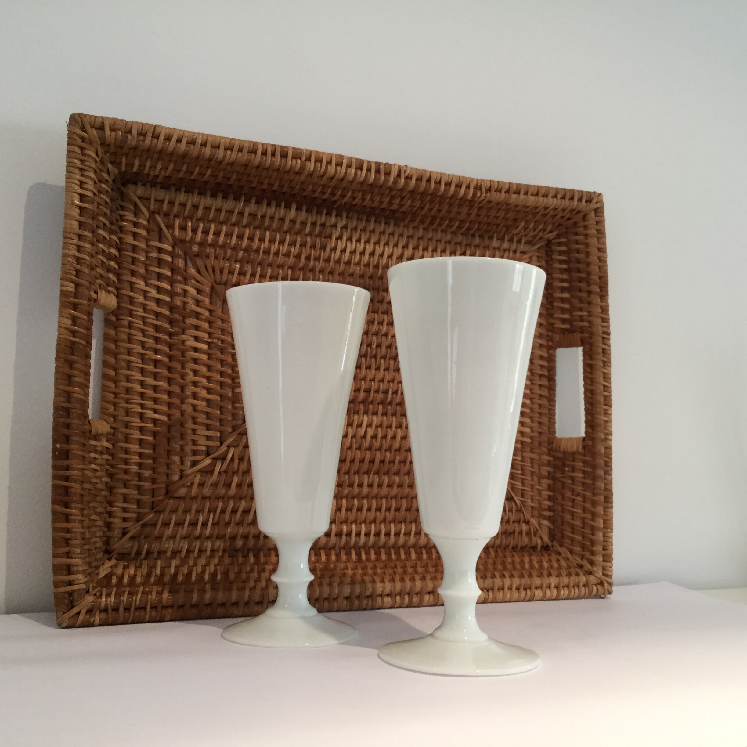 Vase en Opaline Blanche 2 Vases Vintage