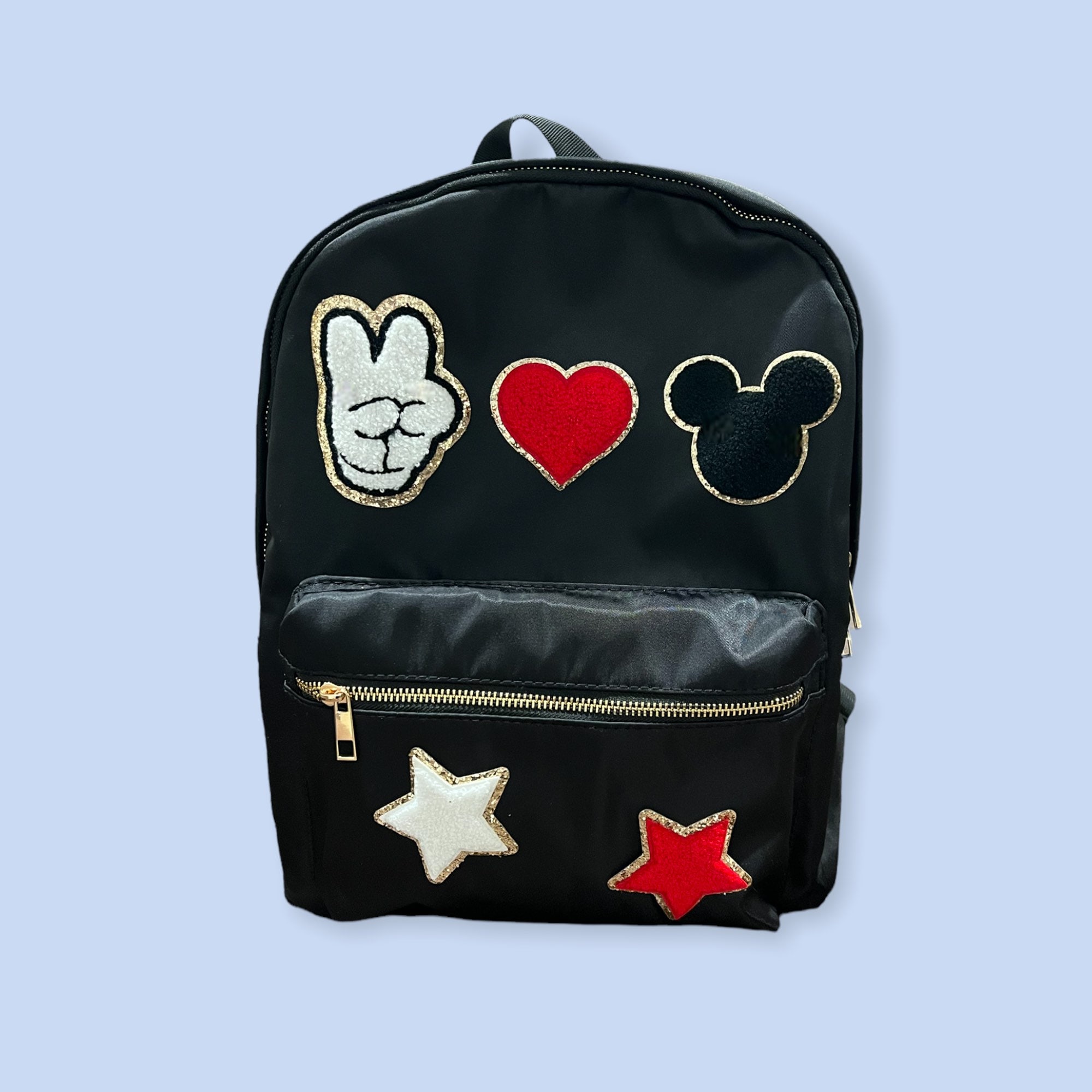 Stoney Clover Lane, Bags, Stoney Clover Lane Black Classic Backpack  Mickey Minnie Fable Patches