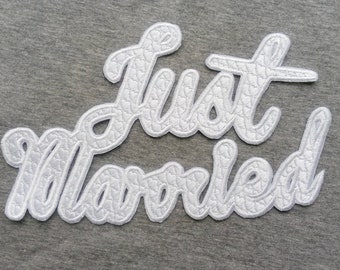 Just Married Patch Wedding Couple Patch Gift Patch Iron On Patch Badge SewOn Tumblr Patches Heart Font Patch Jacket Patch Embroidered ED9145