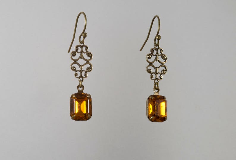 Regency Art Deco Earrings Topaz Swarovski Crystal Edwardian - Etsy