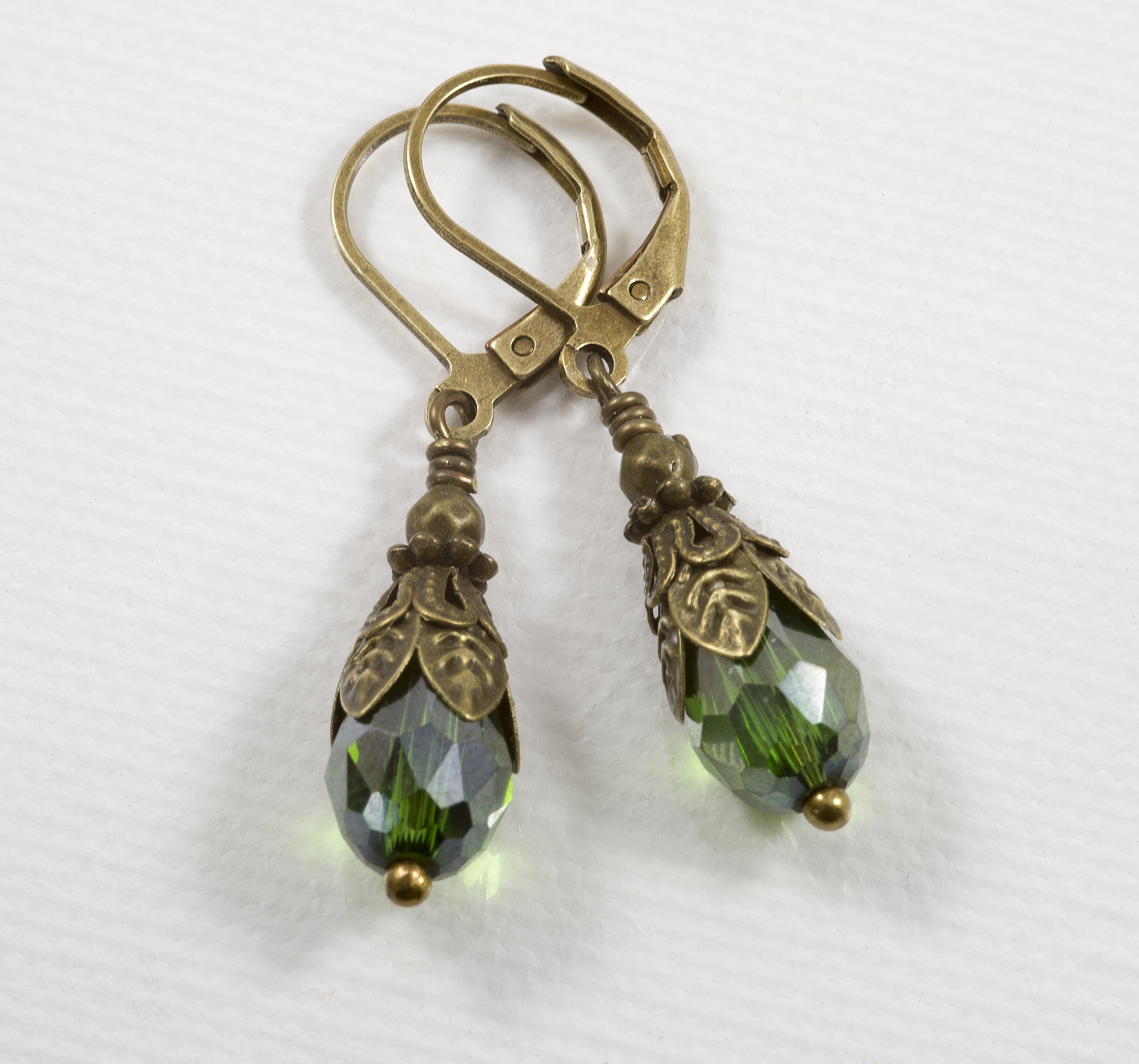 Art Nouveau Victorian earrings Art Deco earrings Edwardian vintage style pink orange clear AB crystal drop earrings