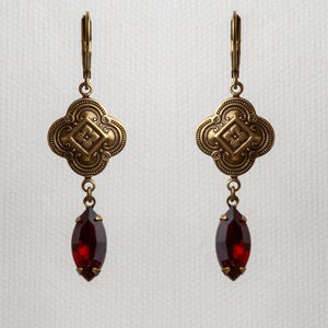 Art Deco Drop Earrings Sian Ruby Czech Crystal Regency - Etsy