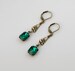 Art Deco Drop Earrings, Dark Green European Crystal, Regency Earrings, Emerald, Edwardian Earrings, Antique Bronze Connector, Handmade UK 