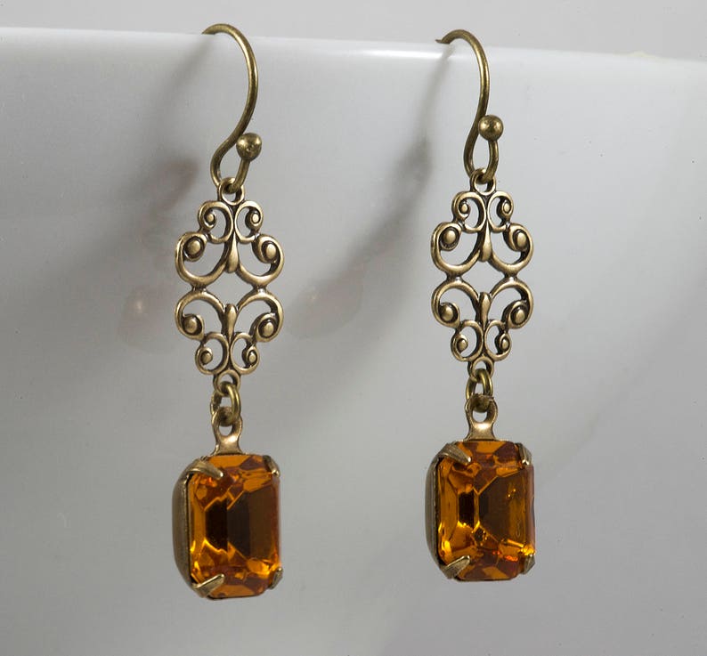 Regency Art Deco Earrings Topaz Swarovski Crystal Edwardian - Etsy