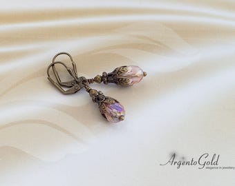 Edwardian Earrings, Tudor Earrings, Vintage, Drop Earrings, Victorian Earrings, Crystal Drop Bead, Lever Back Ear Wires, Handmade, UK, Gift