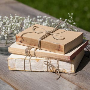 CUSTOM MADE - Set of 3 Unbound Books for Shabby Chic Wedding Decor, Rustic Uncovered Books, Vintage Farmhouse Style - Will Send Pictures!
