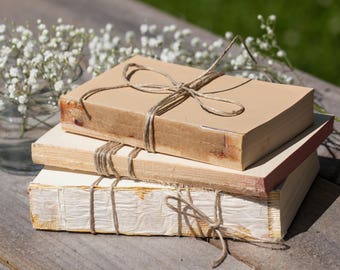 CUSTOM MADE - Set of 3 Unbound Books for Shabby Chic Wedding Decor, Rustic Uncovered Books, Vintage Farmhouse Style - Will Send Pictures!