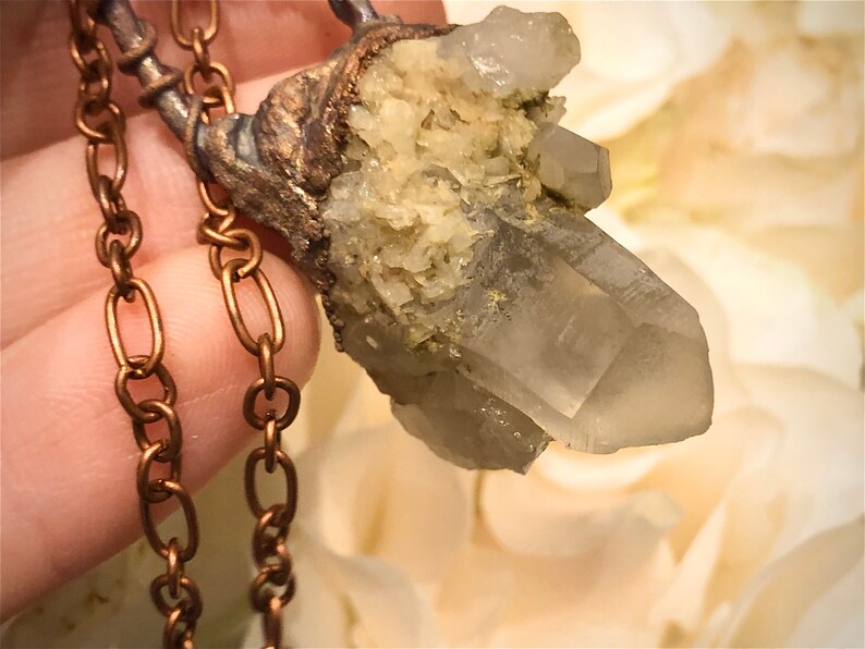 April Birthstone Clear Quartz Specimen Crown Chakra Point Crystal Quarts Pendant Necklace Electroformed