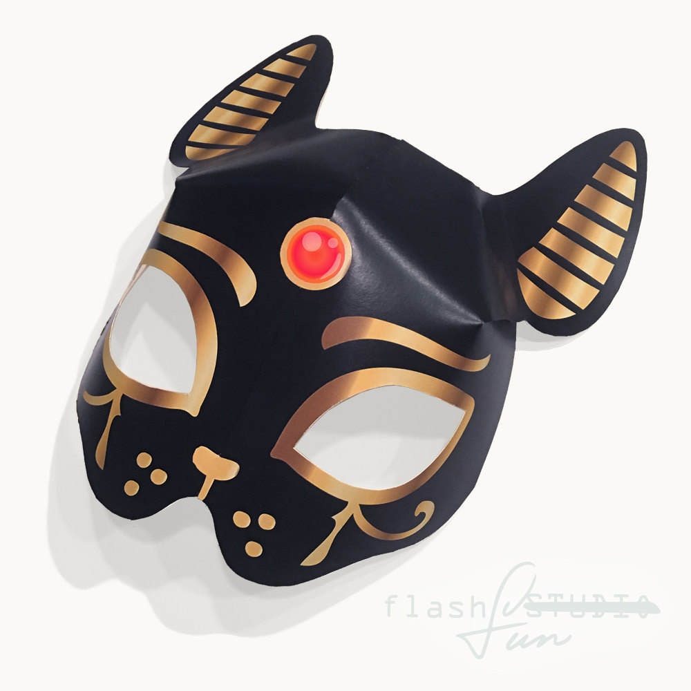 adult black cat Bastet Egyptian goddess printable mask Etsy