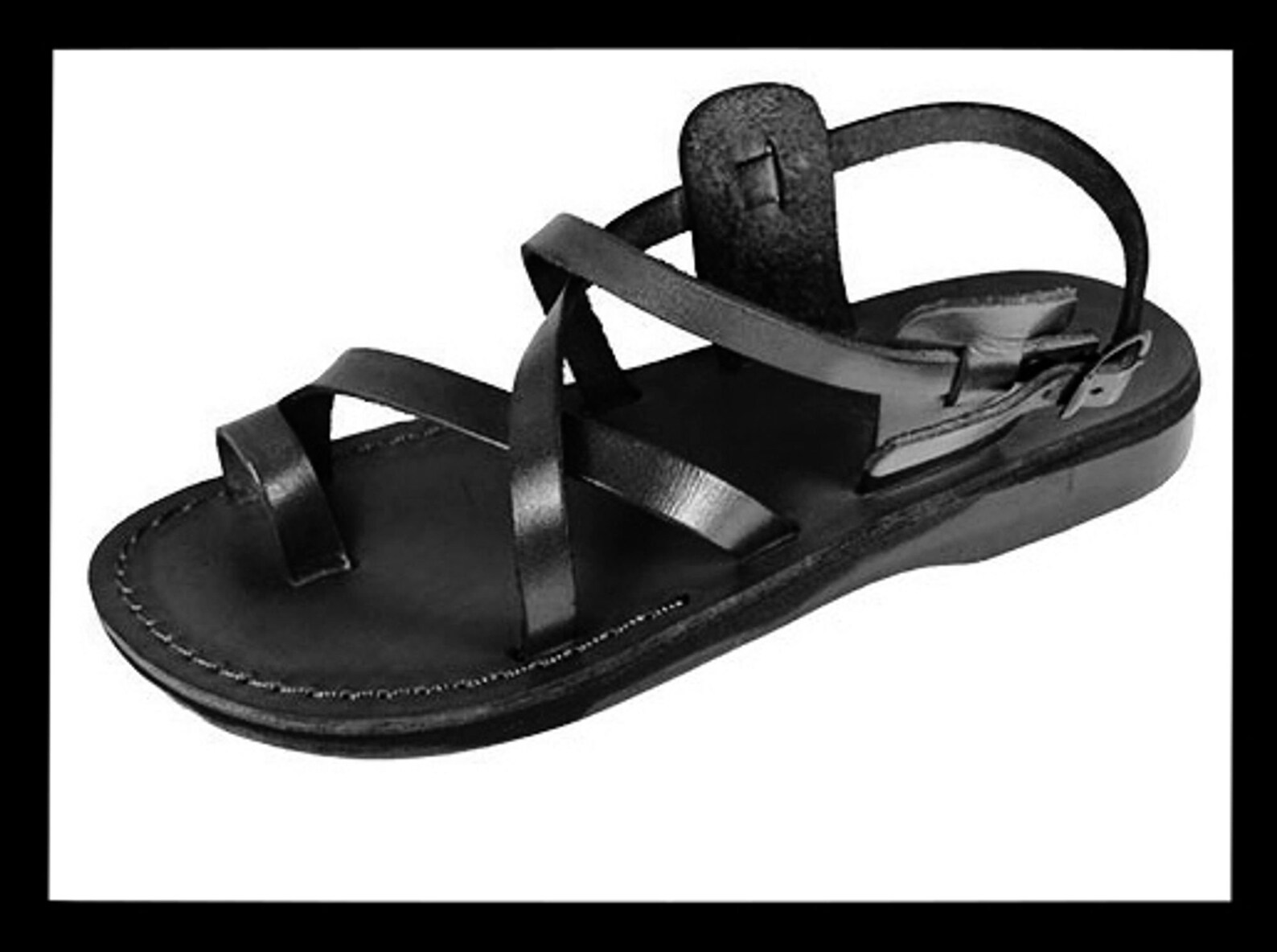 mens toe ring leather sandals