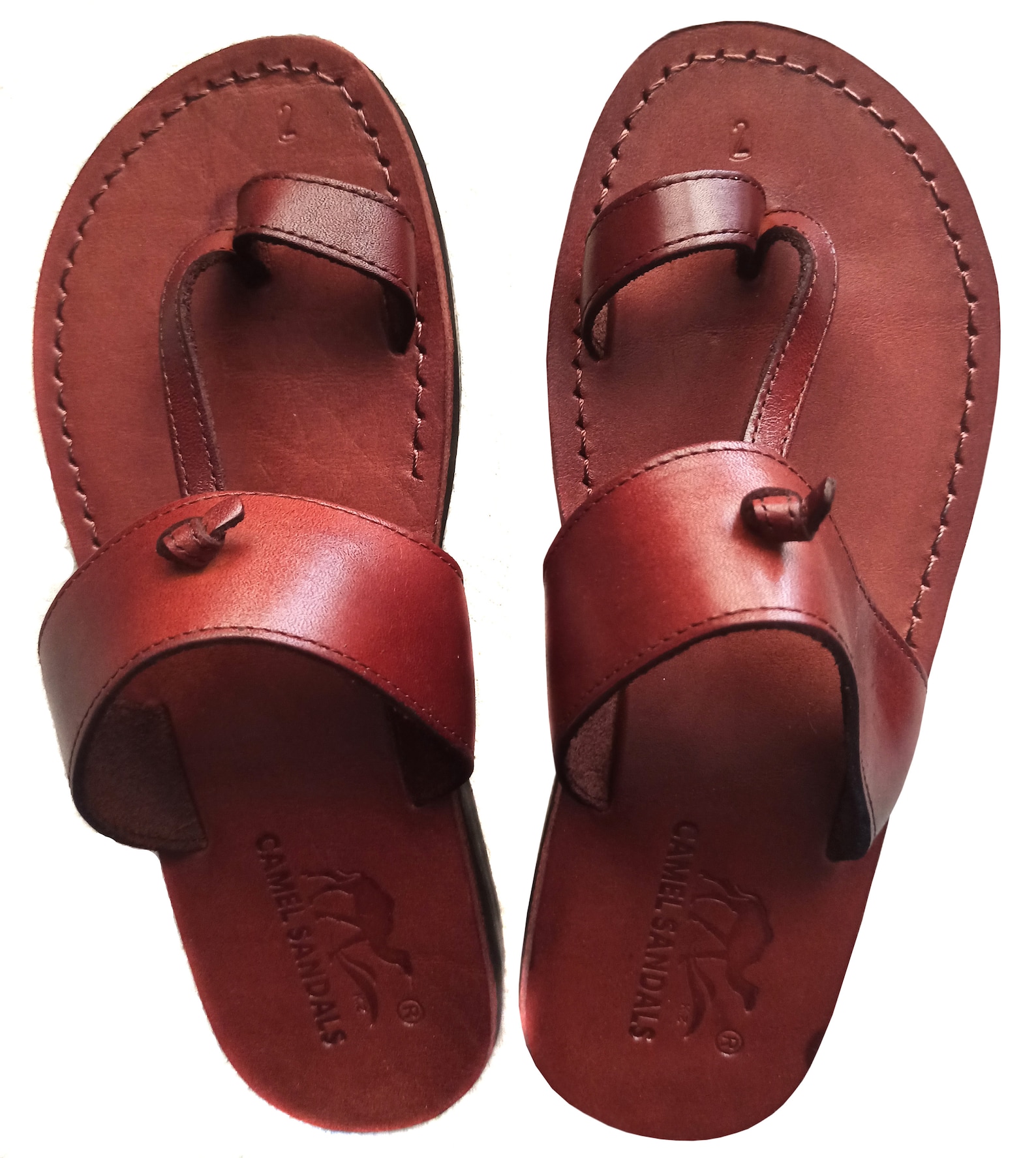 Toe Ring Jesus Brown Leather Sandals Men Flip-flops US 5-16 | Etsy