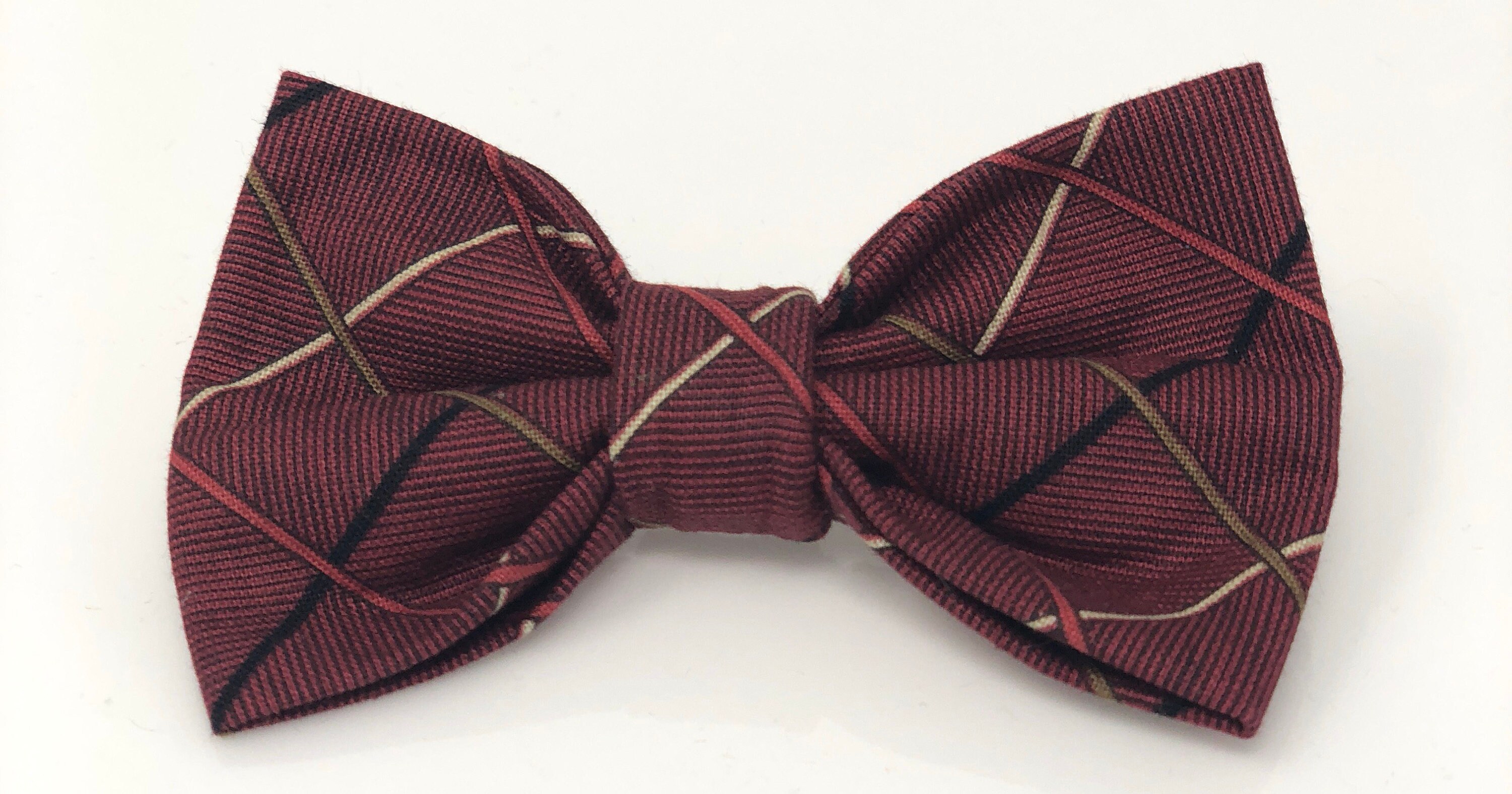Burgundy With Gold Tan and Black Stripes Bow Ties and | Etsy
